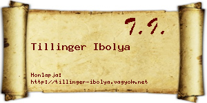 Tillinger Ibolya névjegykártya